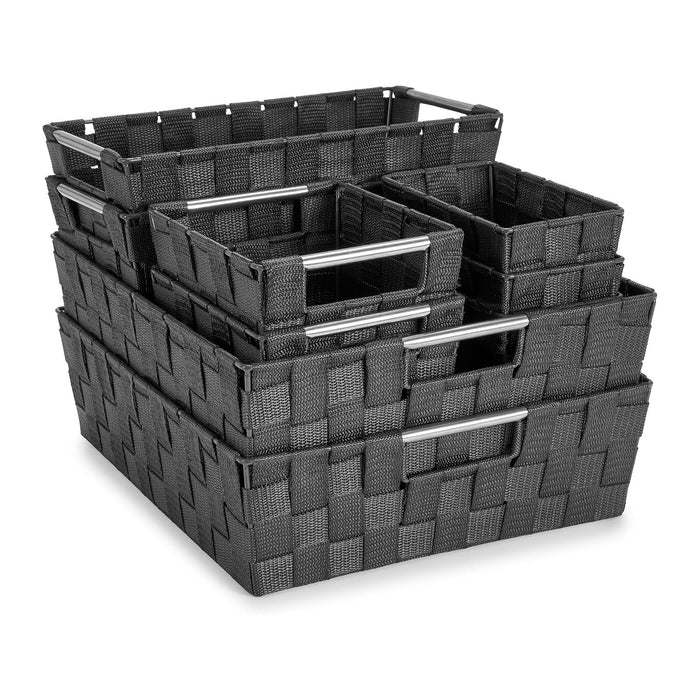 Sorbus Baskets for Organizing, Woven Storage Set (9 Piece Set, Gray)