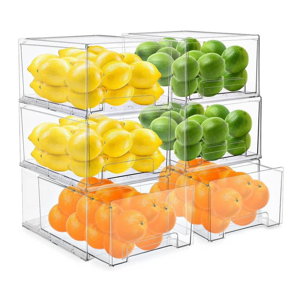 Sorbus Clear Storage Drawers for Refrigerator (Wide + Narrow Deep, 6 Pack)