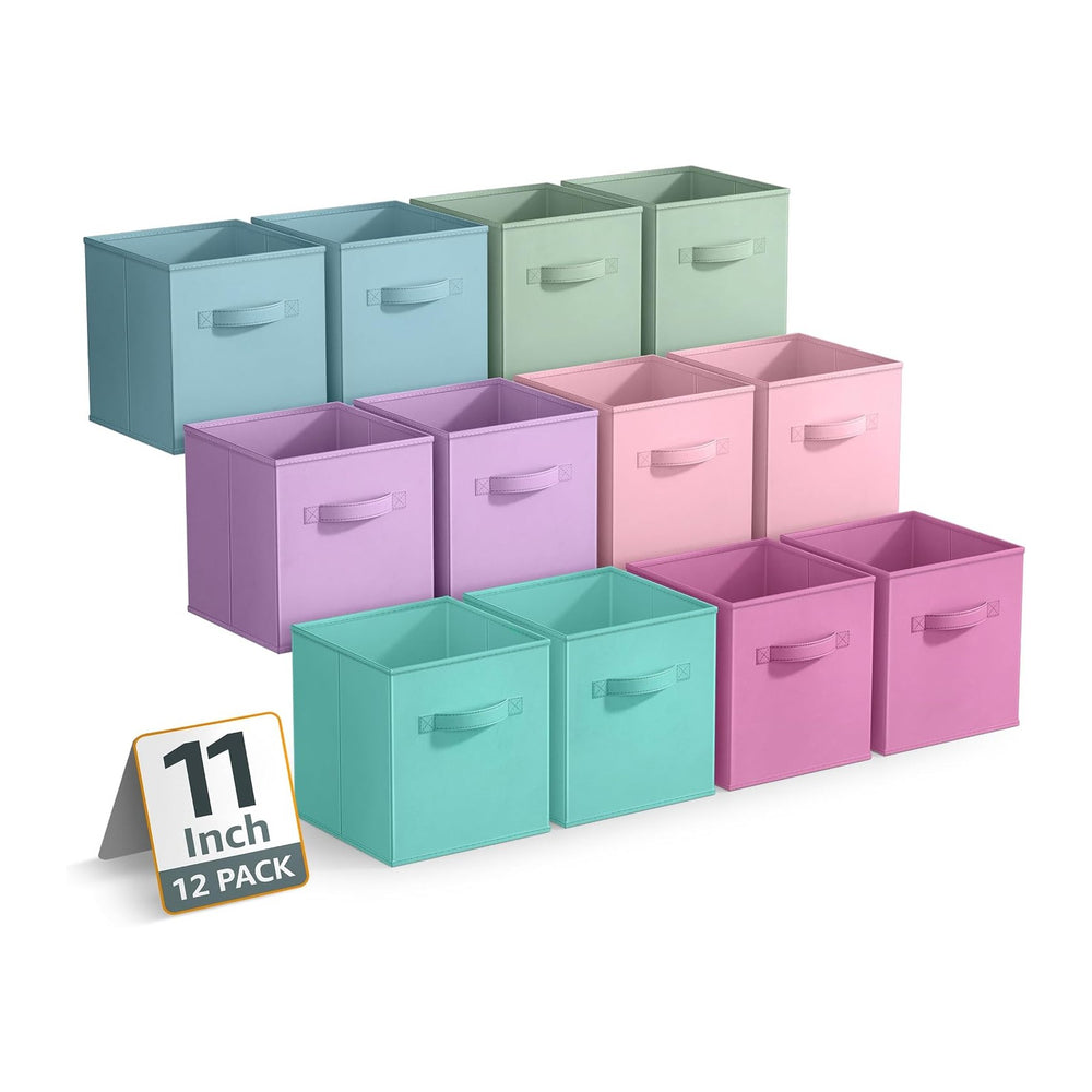 Sorbus Fabric Storage Cubes, 12 Pack (11 Inch, Multi Pastels 2)