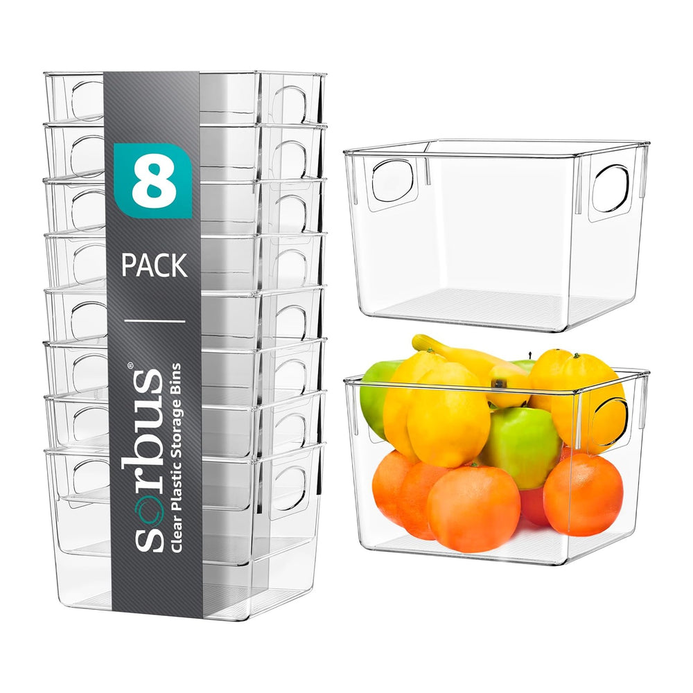 Sorbus Fridge Organizers and Storage, Clear Plastic Bins (Medium, 8 Pack)