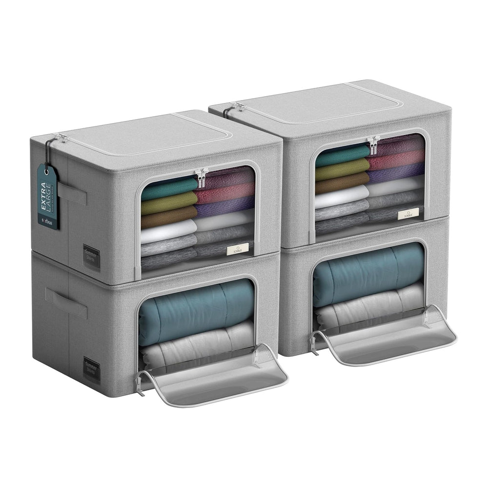 Sorbus Jumbo Clothing Storage Bins with Clear Window (4 Pack, Gray)