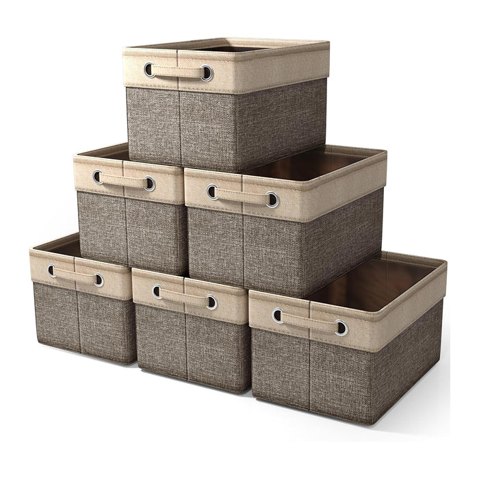 Sorbus Storage Baskets for Shelves, Foldable Organizer (Brown, 6 Pack)