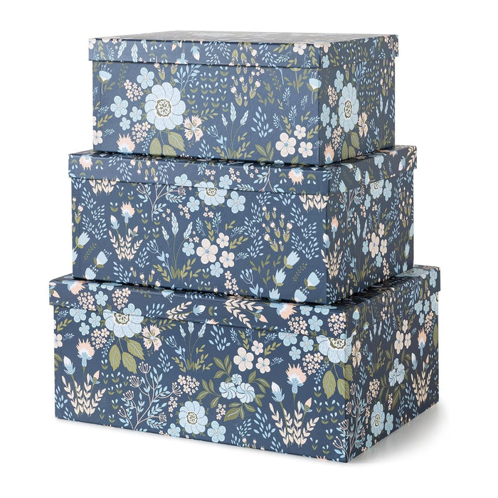 Soul & Lane - Nightfall Bloom Decorative Storage Boxes with Lids, Set of 3