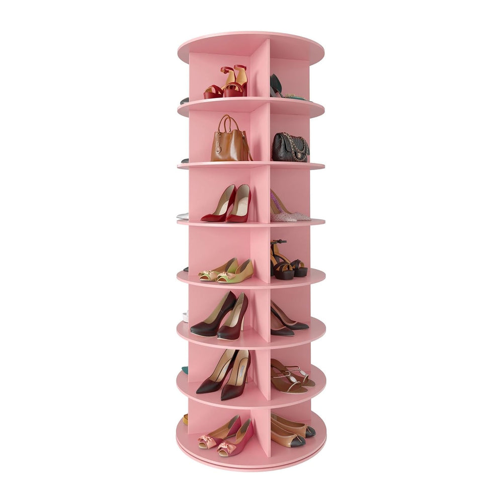 SpaceAid 7 Tier Rotating Shoe Rack Tower, Spinning Shoe Display Lazy Susan, R...