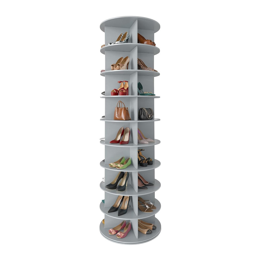 SpaceAid 9 Tier Rotating Shoe Rack Tower, Spinning Shoe Display Lazy Susan, R...