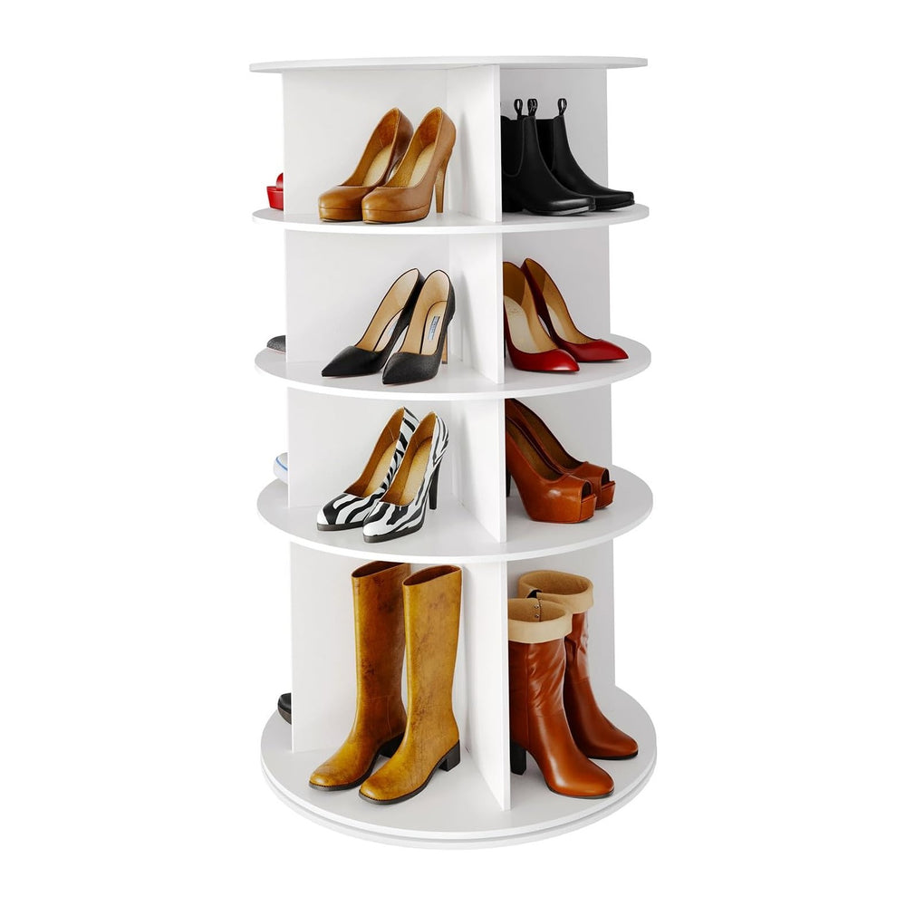 SpaceAid Rotating Shoe Rack 4 Tier Organizer, High Bottom Design Shoe Tower S...