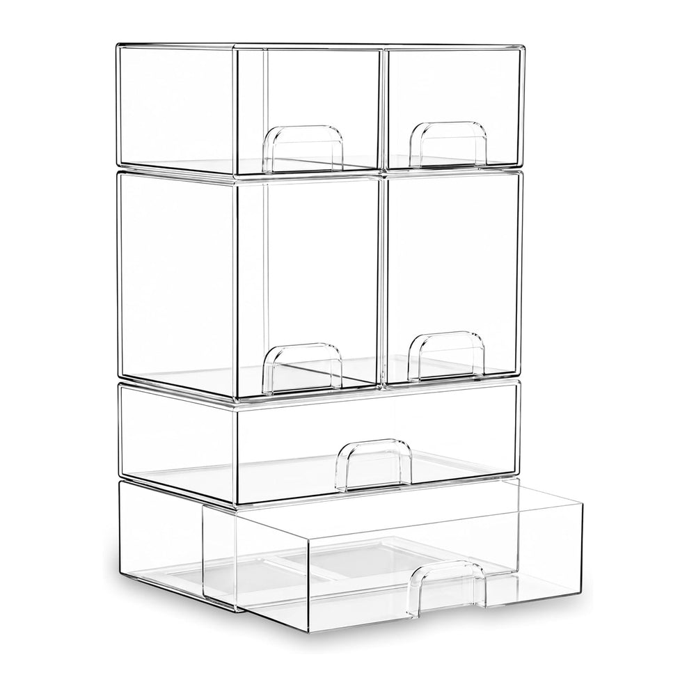 Stackable Storage Drawer Organizers Set of 6 for Bathroom Organizer Storage
