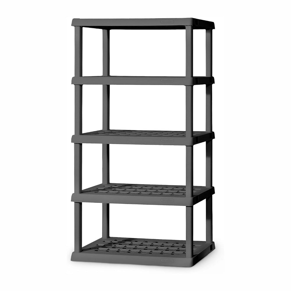 Sterilite 5 Shelf Unit, Heavy-Duty Plastic Storage & Utility Shelving Rack