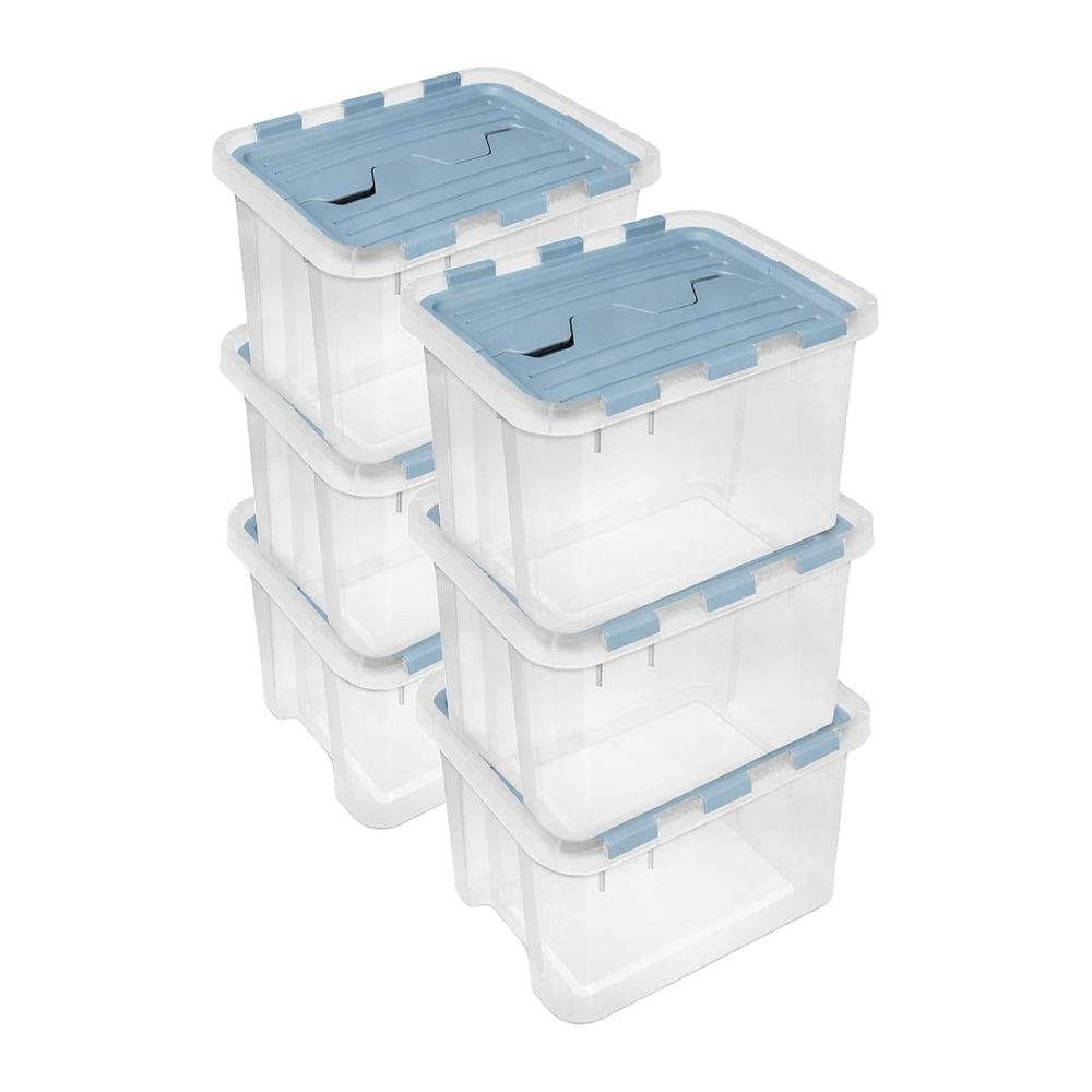 Sterilite Hinged Lid Storage Box, Plastic Container, 30 Quart, 6-Pack