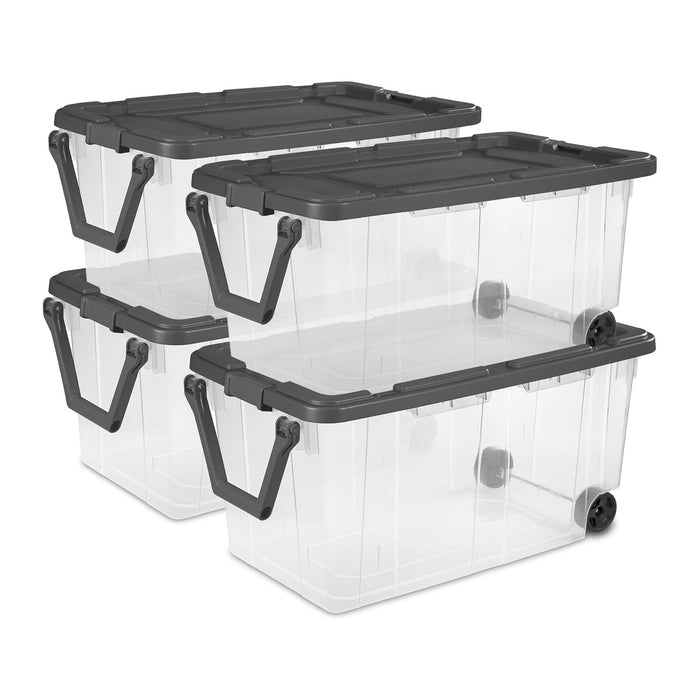 Sterilite Modular Stacker Box with Latching Lid, 160 Quart, 4-Pack