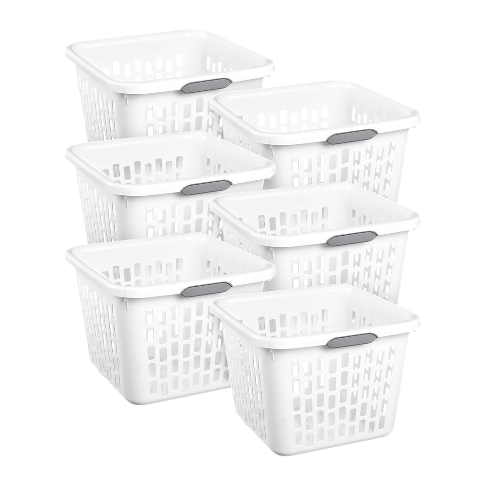 Sterilite Square Laundry Basket, Plastic Clothes Hamper, 6-Pack