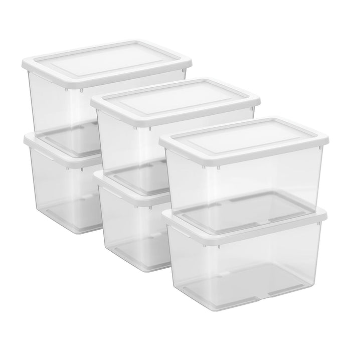 Sterilite Storage Box, Stackable Clear Plastic Bins, 20 Quart, 6-Pack
