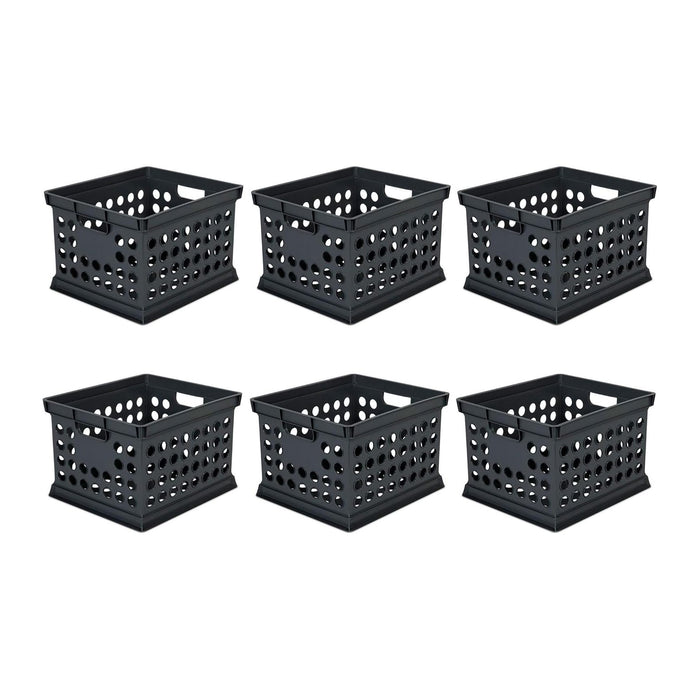 Sterilite Storage Crate Bin File Organizer for Home & Office, Black, 6-Pack