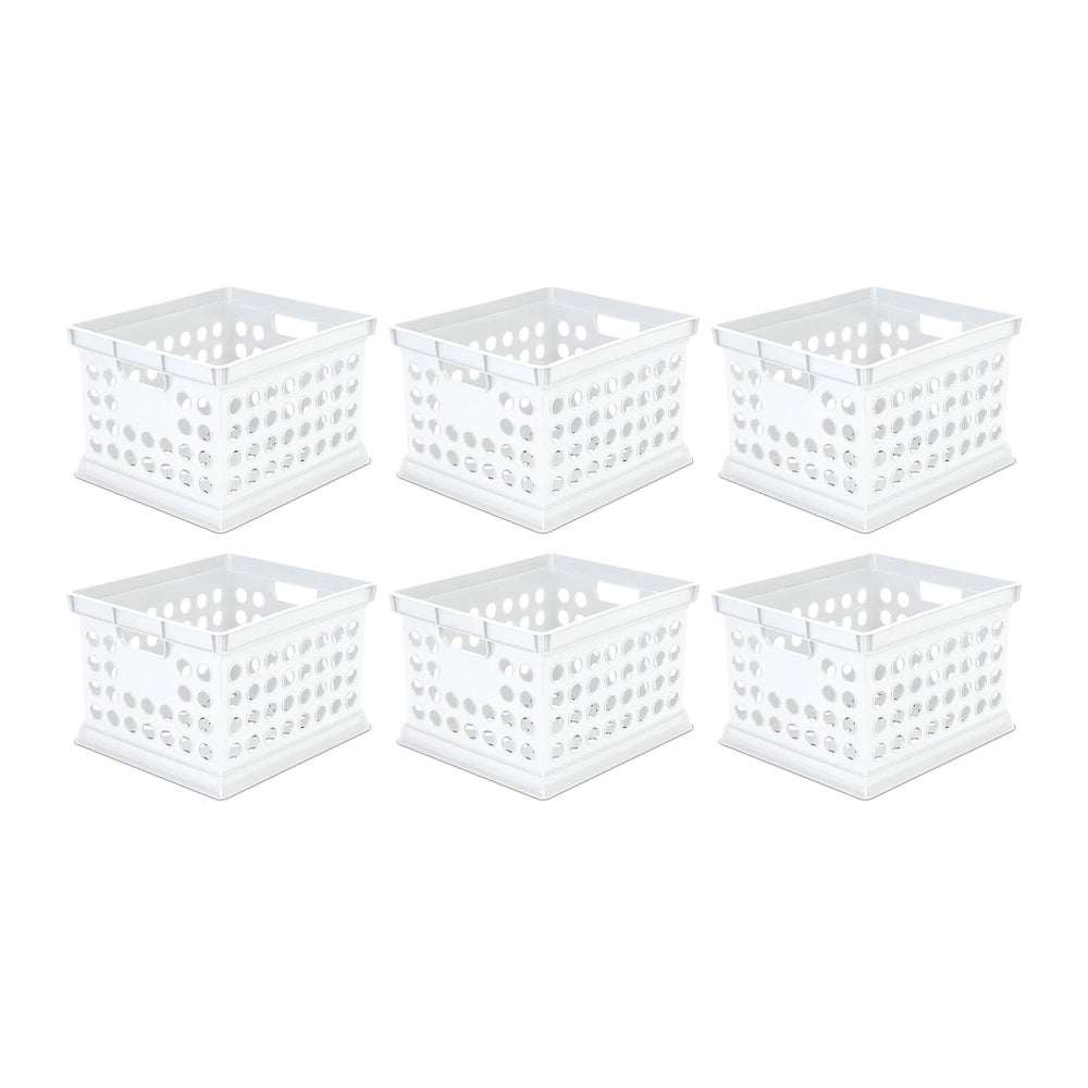Sterilite Storage Crate Bin File Organizer for Home & Office, White, 6-Pack