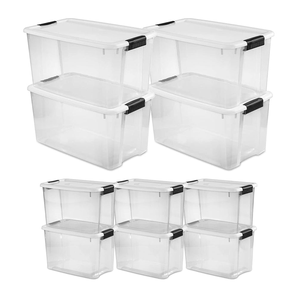 Sterilite Ultra Latch Box, 70 Quart, 4-Pack Bundled with 30 Quart, 6-Pack