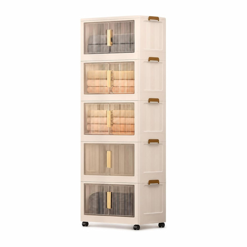 Storage Bins with Lids, 5 Tier 425 QT Stackable Plastic Storage Bins, Foldabl...