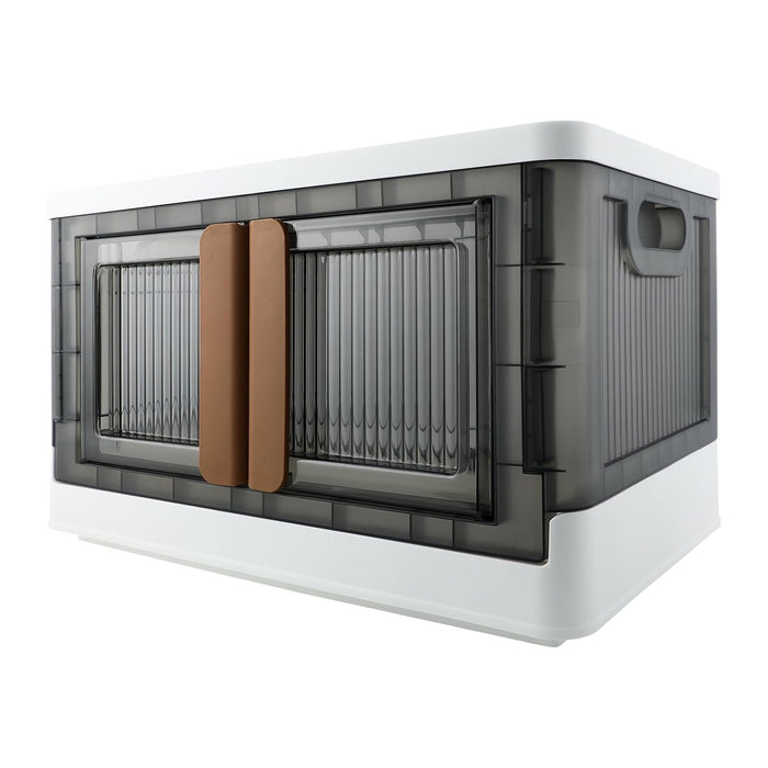 Storage Box, Cabinet with Lids, 8.4 Gallon (32L) Capacity, With Double Door and Lock, Foldable, Plastic, Underbed or Countertop Use, Home Organizer