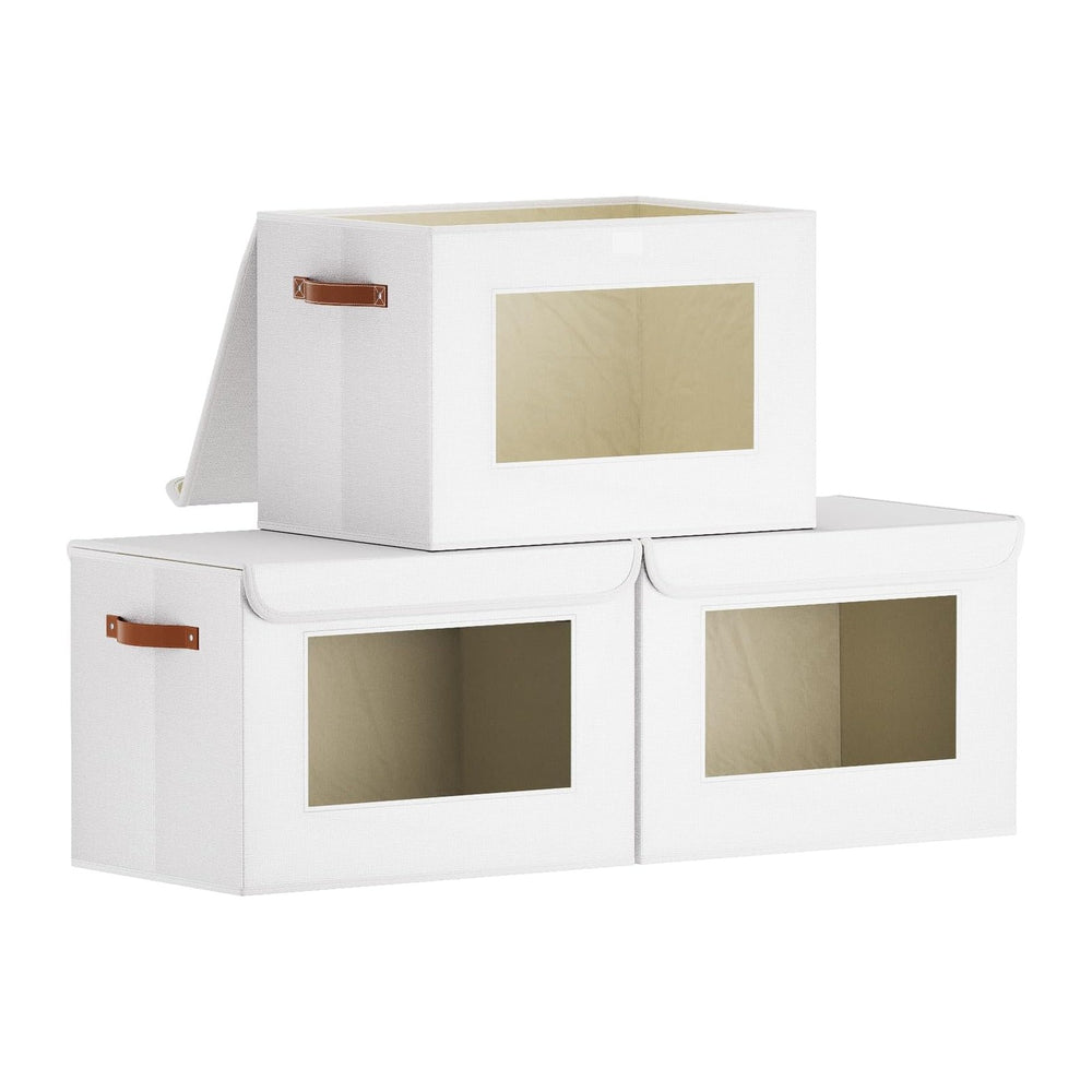 Storage Box for Shelves,White Basket,17.7x11.8x11.8In,3Pack