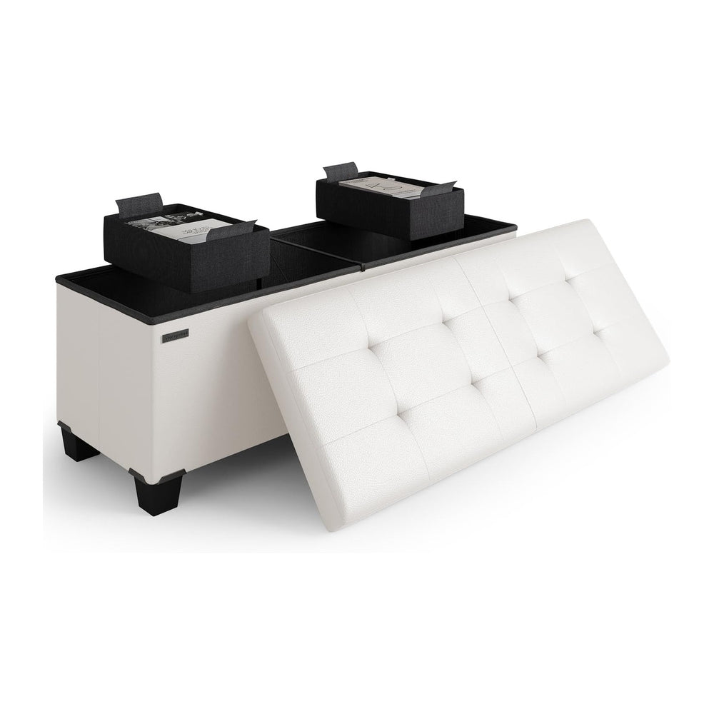 Storage Ottoman Bench with Bins, 43-in Storage Bench for Bedroom End of Bed, ...