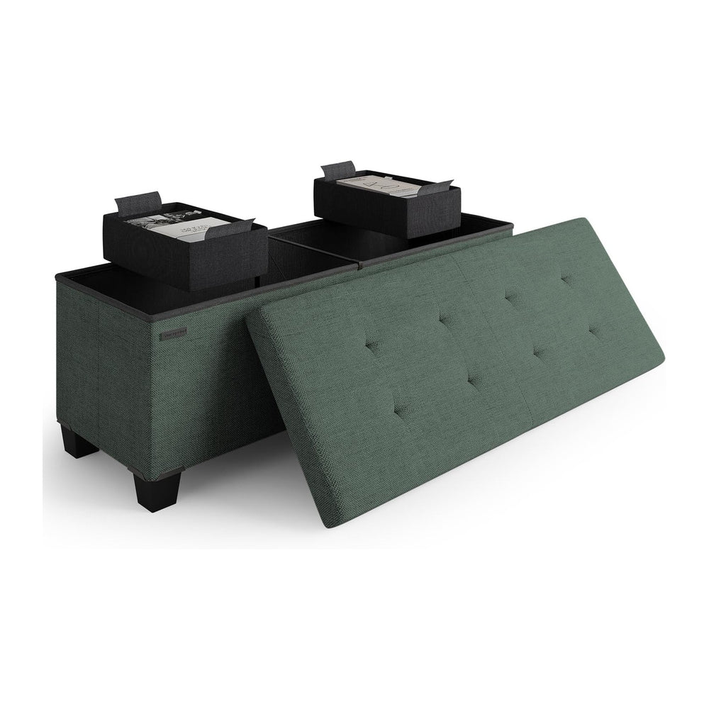 Storage Ottoman Bench with Bins, 43-in Storage Bench for Bedroom End of Bed, ...