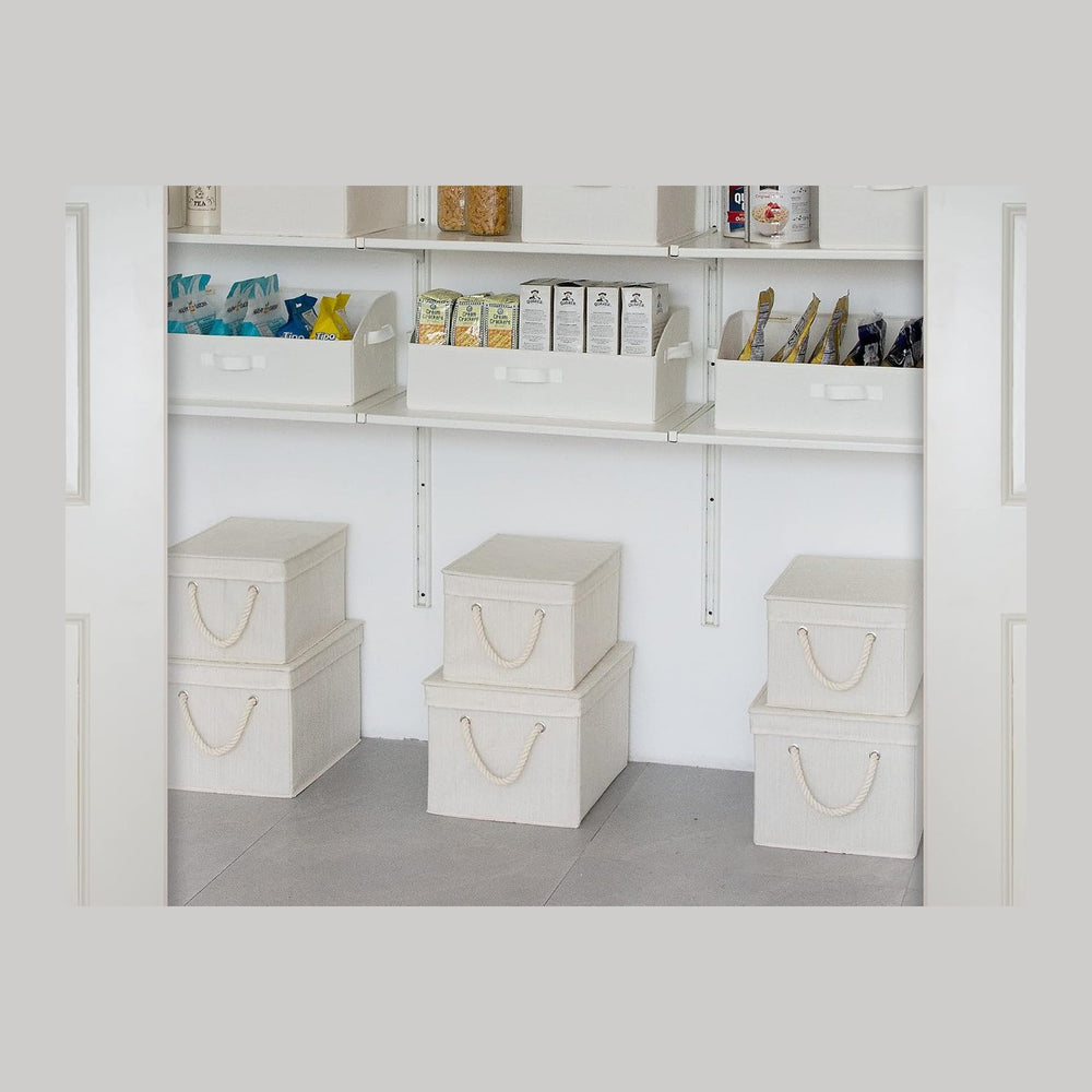 StorageWorks Storage Bins with Lids, Fabric Boxes for Closet, Slub White
