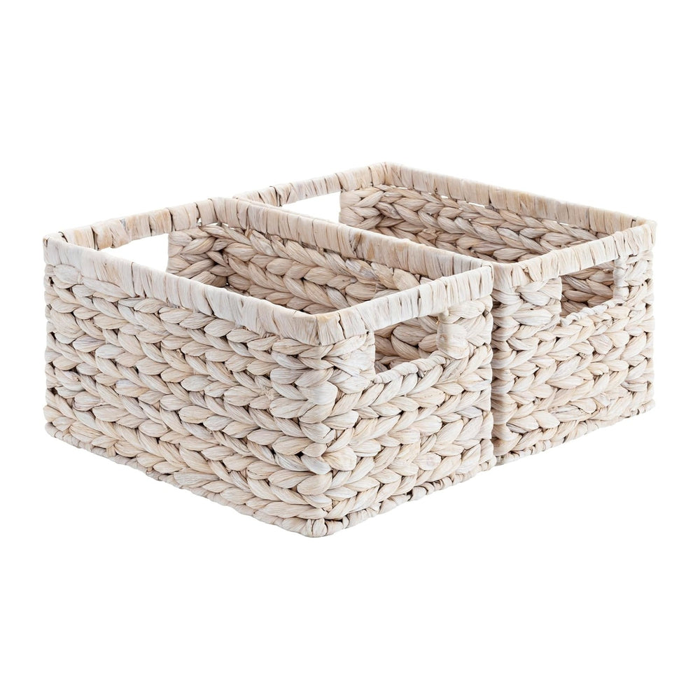 StorageWorks Wicker Storage Baskets for Shelves,White Wicker Baskets,2-Pack
