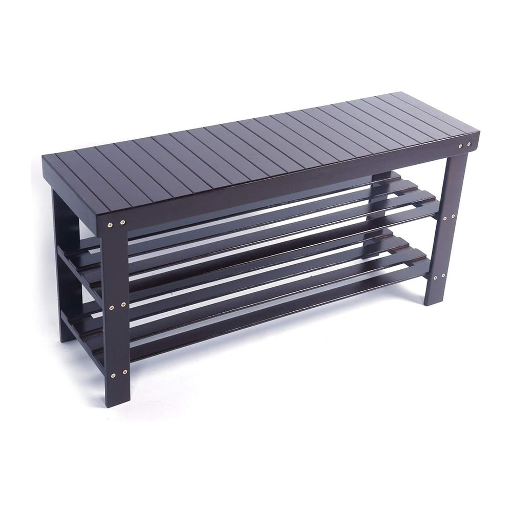 Sturdy Shoe Rack Bench, 3-Tier Bamboo Shoe Organizer Storage Shelf, Holds Up ...