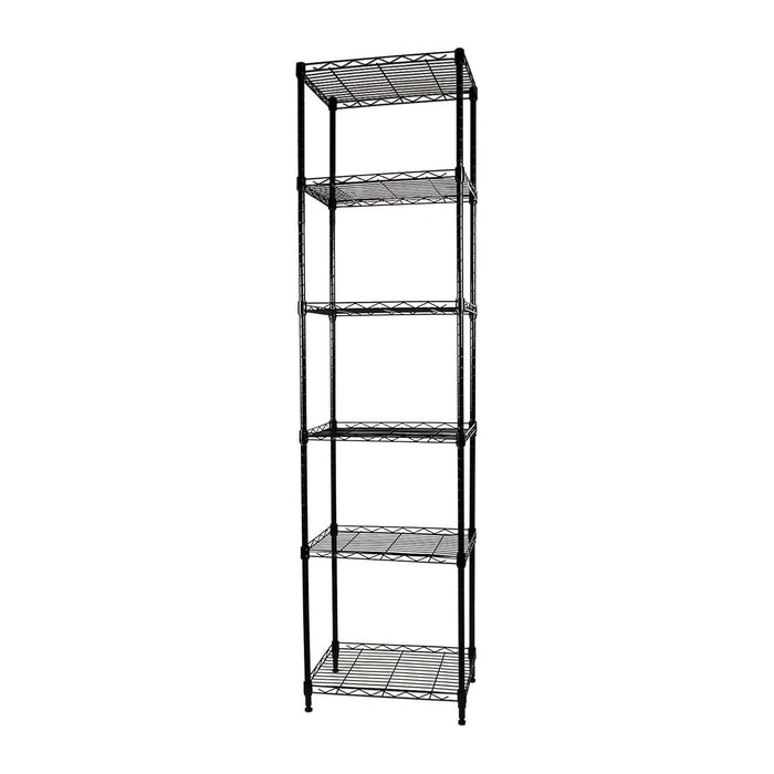 SUNLPH 6-Tier Wire Shelving Adjustable Shelves Unit Metal Storage Rack for Laundry Bathroom Kitchen Pantry Closet Organization (Black, 16.6" L x 11.4" W x 64.6" H)
