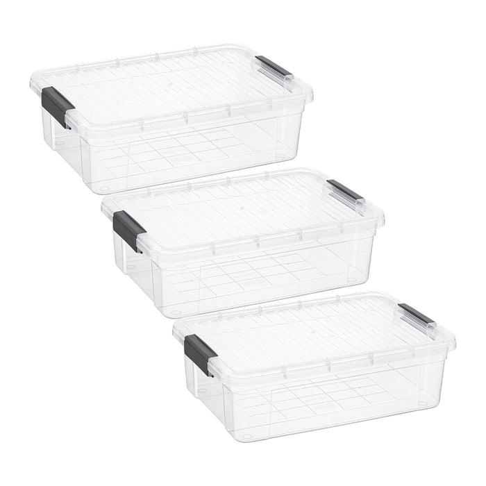 Superio Storage Bins with Lids- Clear Boxes for Organizing, Stackable Plastic Containers- BPA Free, Non-Toxic, Odor Free, Organizer for Home, Office, Dorm, 22 Qt, 3 Pack