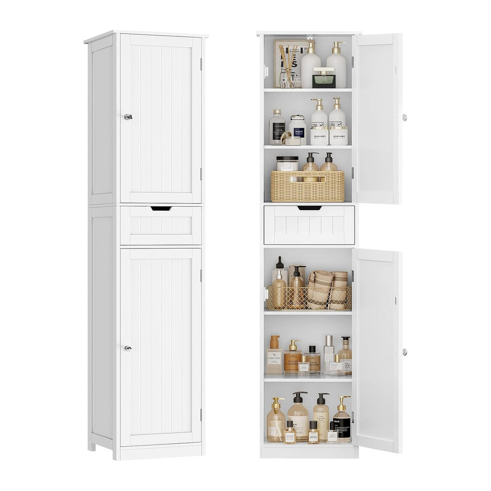 TEENFON 66.9" H Tall Bathroom Cabinet with 2 Doors & 1 Drawer, Narro...