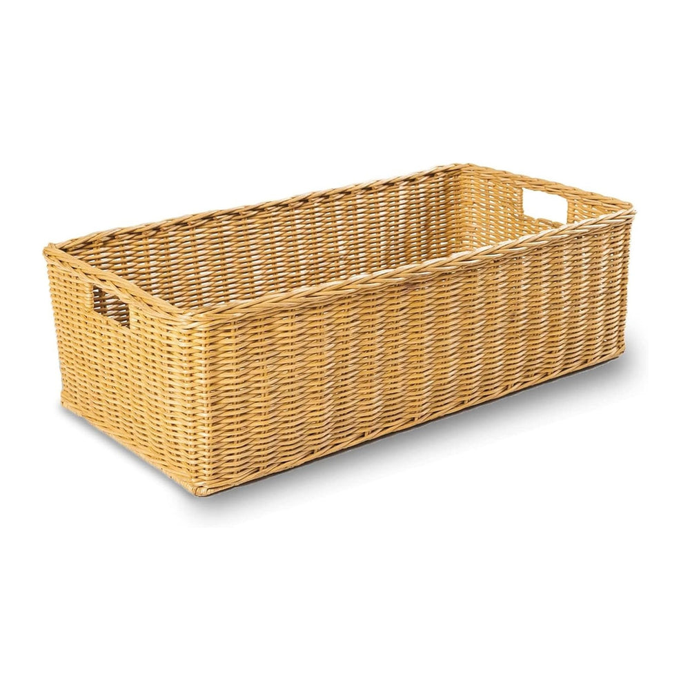 The Basket Lady Long Low Wicker Basket, XL, Sandstone