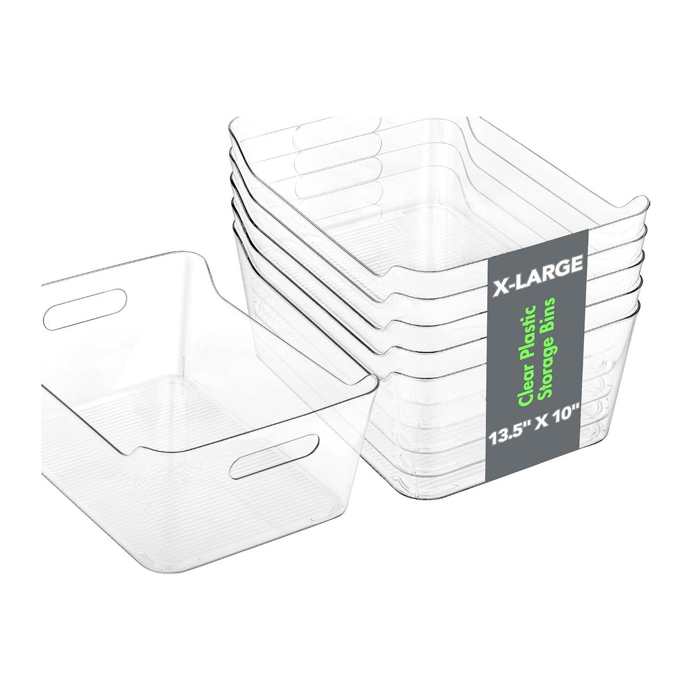 Tiawudi 6 Pack Plastic Storage Bins, Extra Large Pantry Organizer, 13.5"...