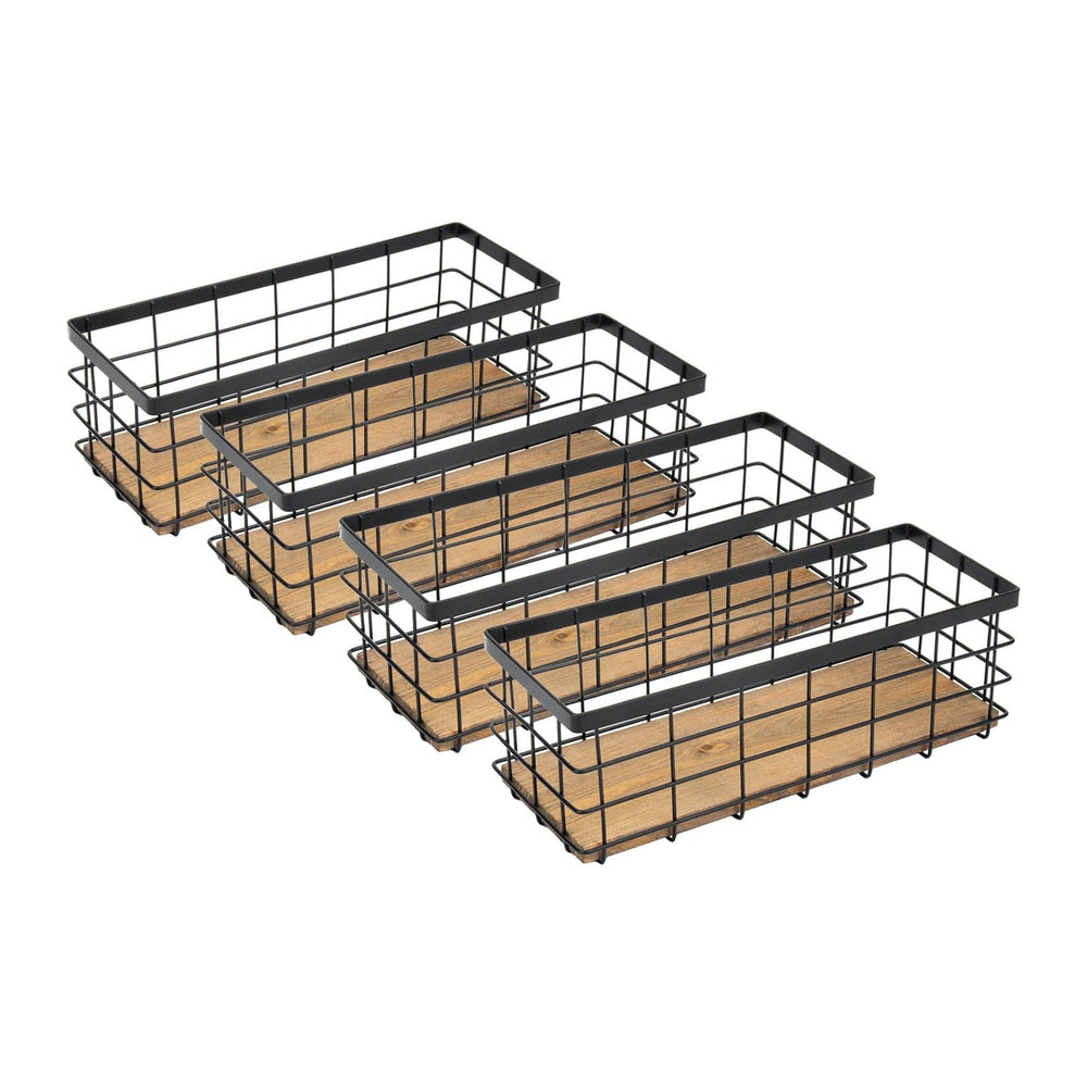 TIEYIPIN Farmhouse Small Metal Wire Storage Basket Bin, Rustic Home Storage O...