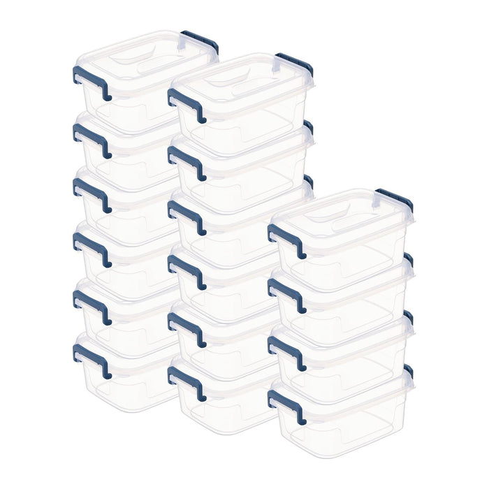 Tribello Small Clear Storage Bins with Lids, Bulk 16-Pack Stackable Plastic Storage Containers for Home Organization – Totes for Closet and Underbed Storage, 2.6 Quarts