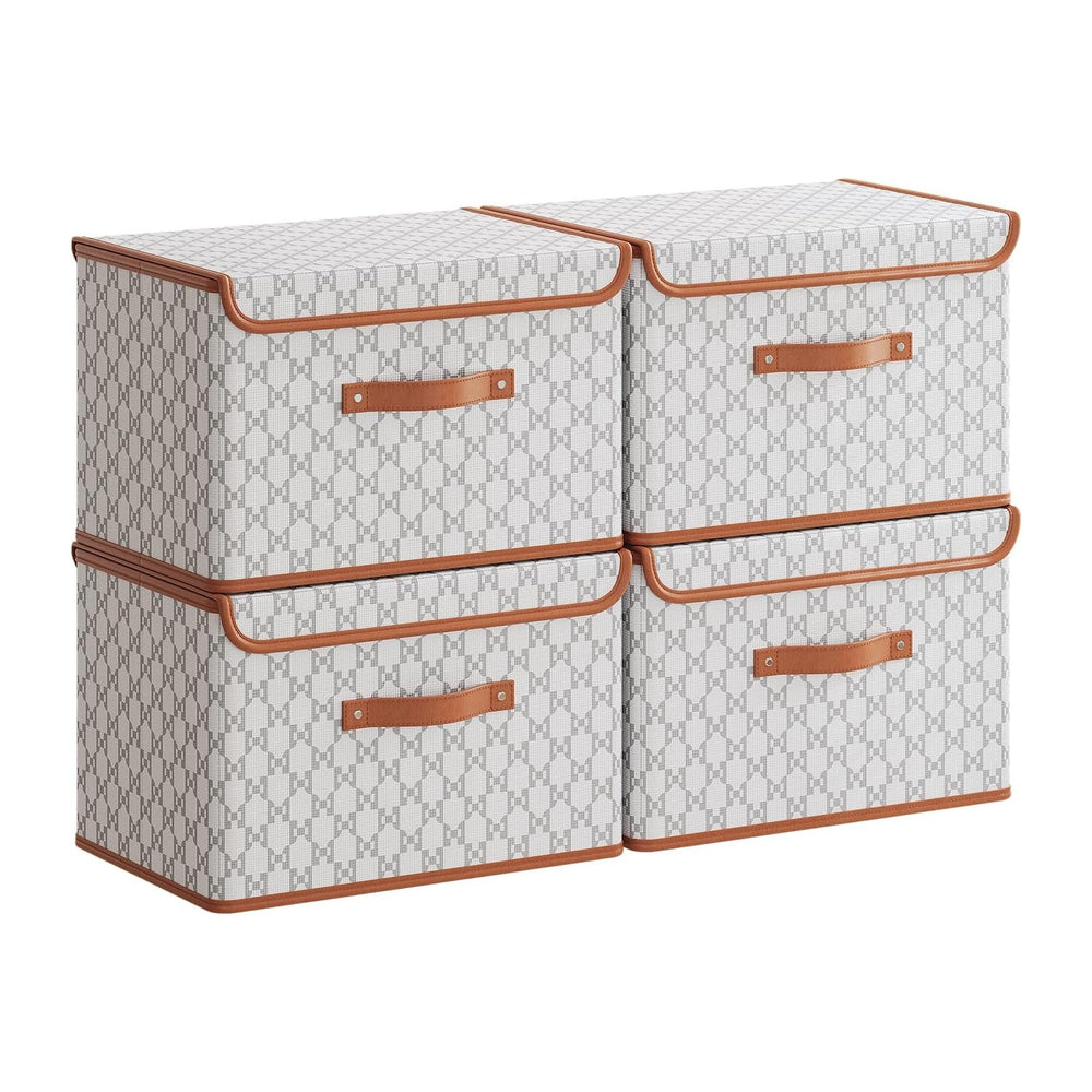 Tuza 4 Pack Fabric Storage Bins with Lids, Collapsible Closet Organizer Conta...