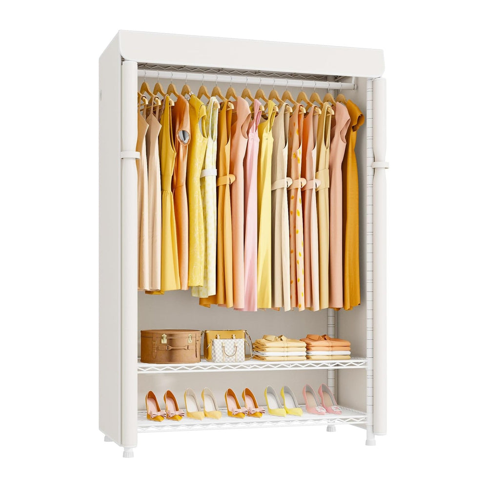 ULIFHOME H5C Plus Clothes Rack with Cover, Covered Clothing Rack Heavy Duty