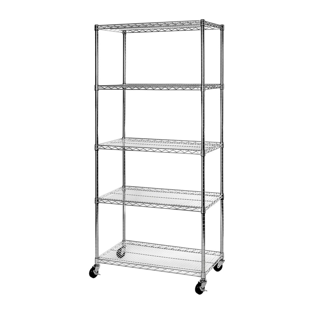 UltraDurable Commercial-Grade 5-Tier Steel Wire Shelving with Wheels, 36"...