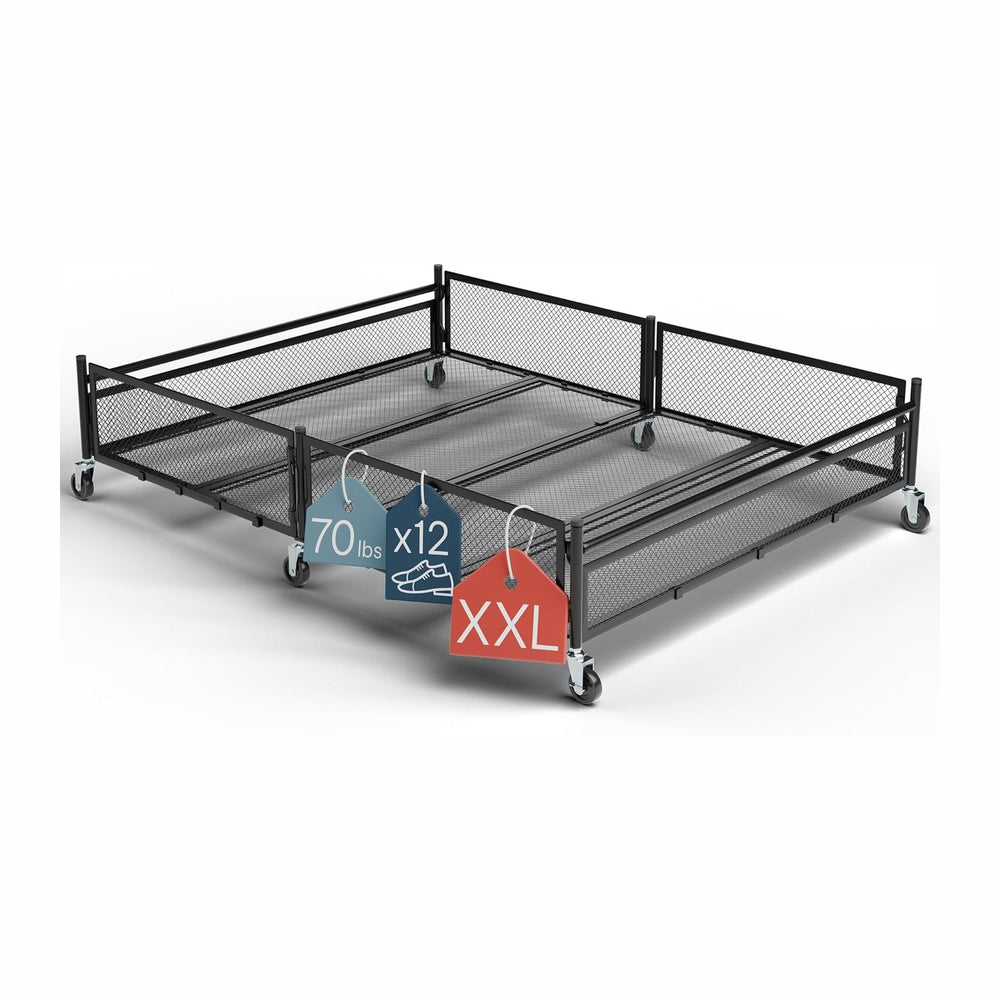 Under Bed Storage with Wheels, Large 65L, Heavy Duty Metal, Holds 70lb