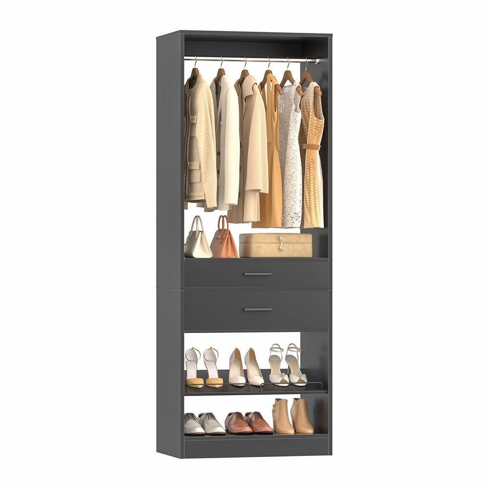 Unikito 25" W x 80" H Closet Organizer Storage with Hanging Rod and...