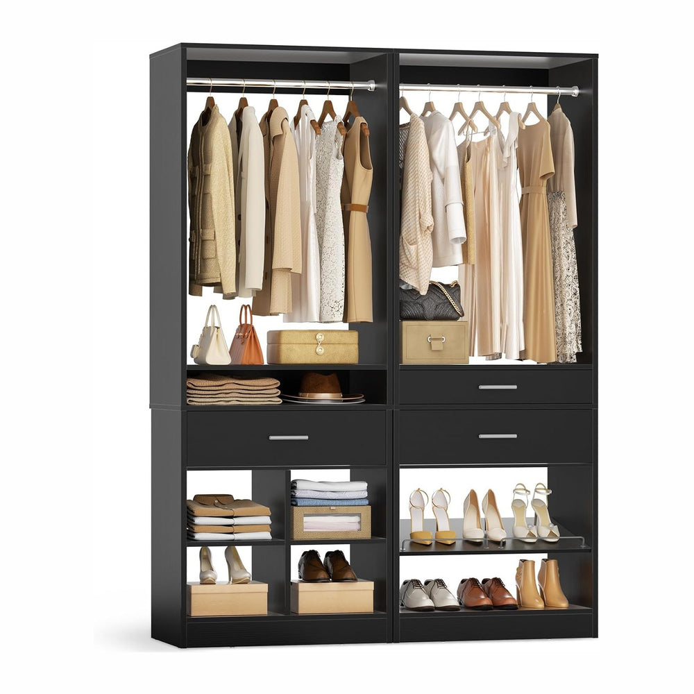 Unikito 50" W x 80" H Closet Organizer Storage System with 2 Hangin...