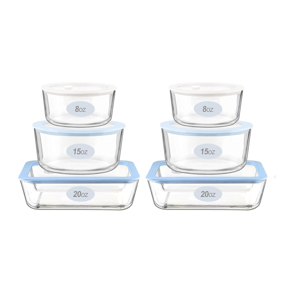 Urban Green Glass Food Container Set with Silicone Glass Lid, Square & Ro...