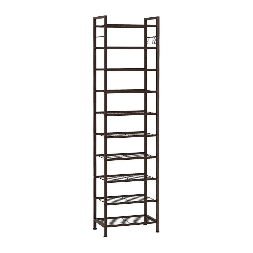 usikey 10 Tiers Narrow Shoe Rack 20-30 Pairs, Sturdy Metal Tall Shoe Rack She...