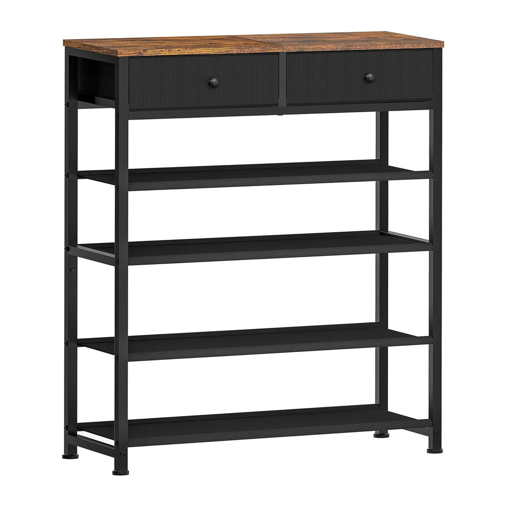 usikey Shoe Rack, 5 Tier Shoe Storage Organizer with 2 Drawers, Metal Shoe Sh...