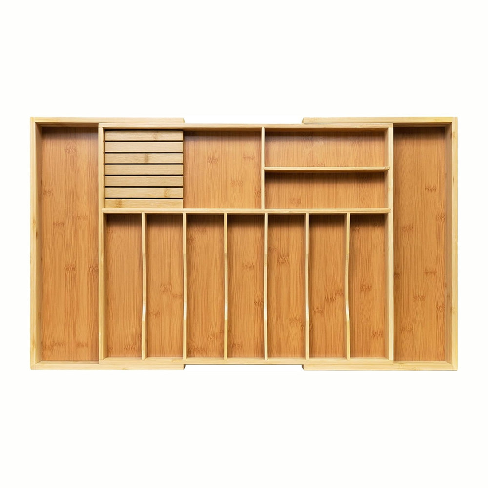 VaeFae Extra Large Kitchen Utensil Holder, Bamboo Silverware Drawer Organizer...