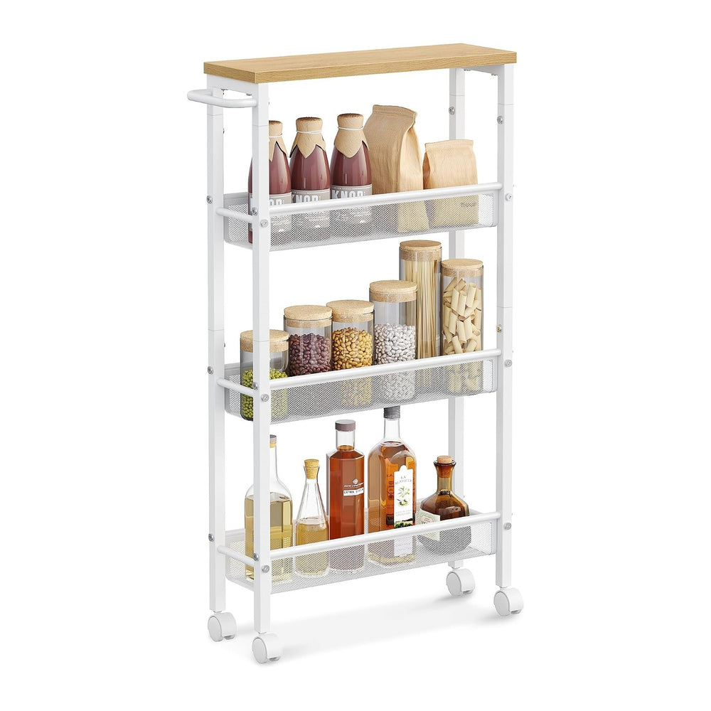 VASAGLE 4-Tier Slim Rolling Storage cart with Wheels, 5.1 Inches, Metal