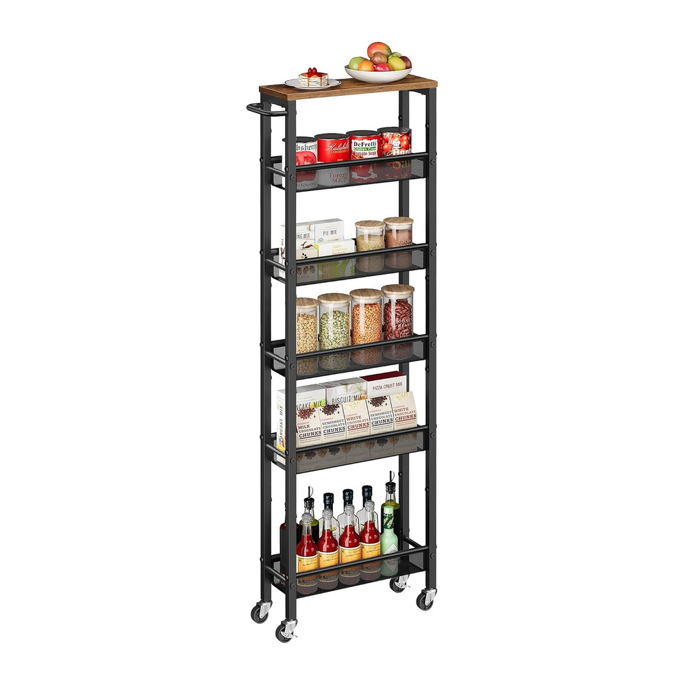 VASAGLE 6-Tier Utility Rolling Laundry Cart, 17.9 x 5.9 x 51.7 inch