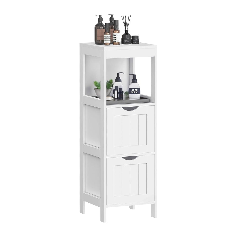 VASAGLE Bathroom Floor Cabinet, 2 Drawers, 35" H, Cloud White