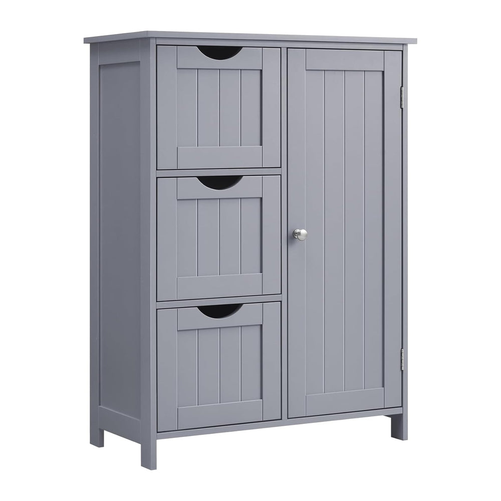 VASAGLE Bathroom Floor Storage Cabinet, 3 Drawers, Dove Gray