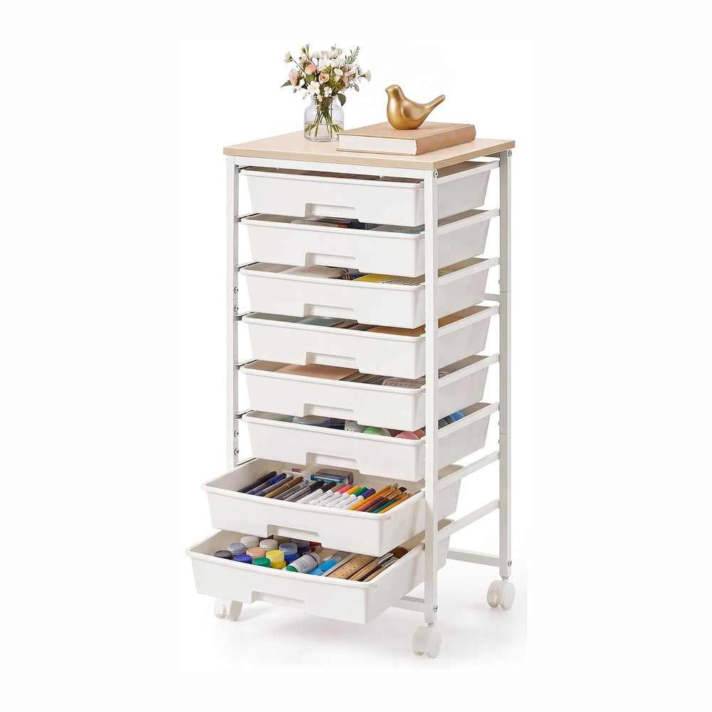 VASAGLE Rolling Cart with Drawers, Craft Organizers and Storage, White