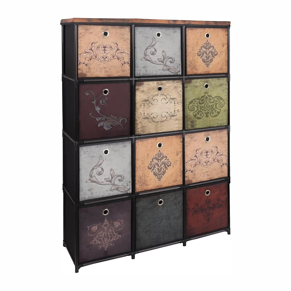 VASICAR Tall Fabric Dresser for Bedroom, Vintage Cube Organizer Shelf